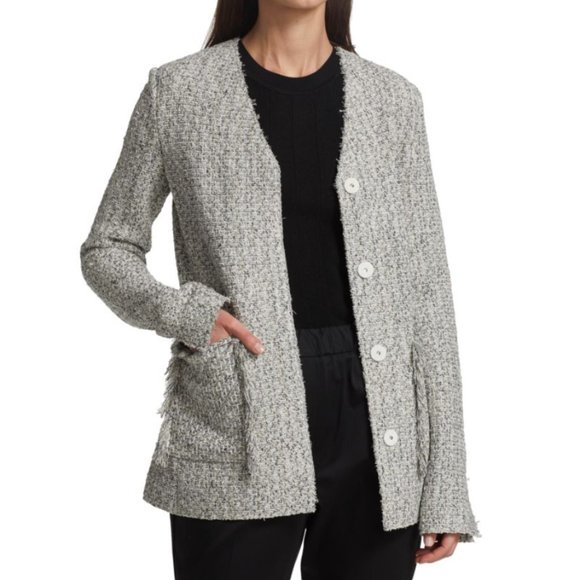 St. John Boucle Tweed Knit V-Neck Jacket - Picture 1 of 12